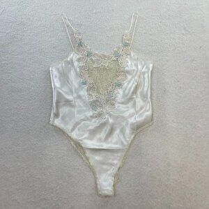 Vintage Ivory Floral French Cut Teddy Soft Girl Angelcore Bridal Lingerie